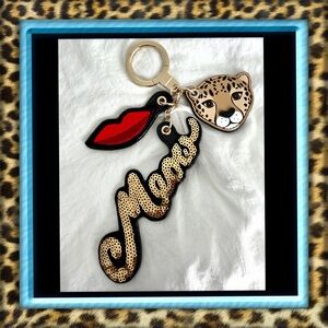 👑✅PRICE FIRM✅ Kate Spade Gold and Red Leopard Lip Keychain. NWOT